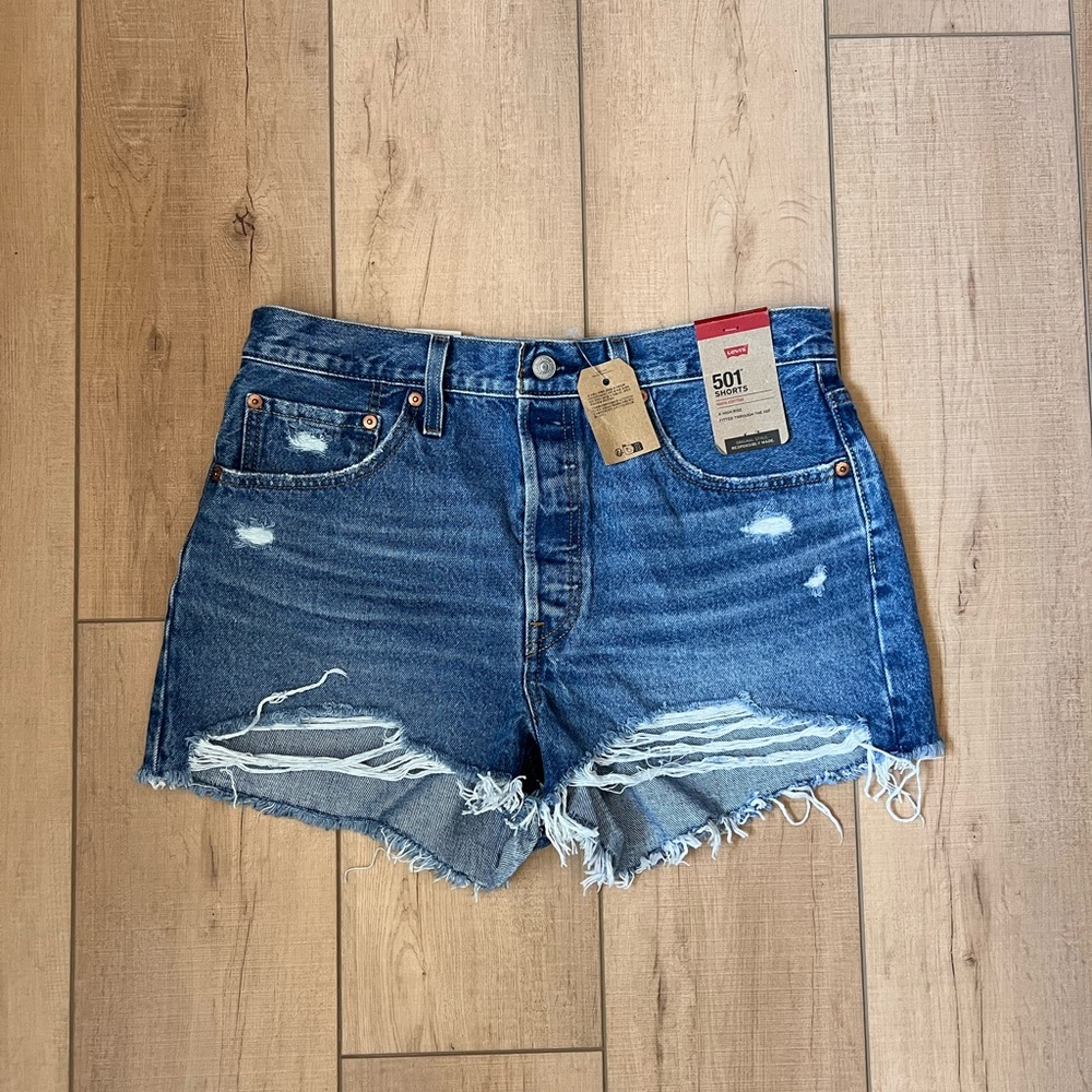 LEVI’S 501 HIGH RISE DENIM SHORTS Cut Off Jean Shorts Size 30 New NWT